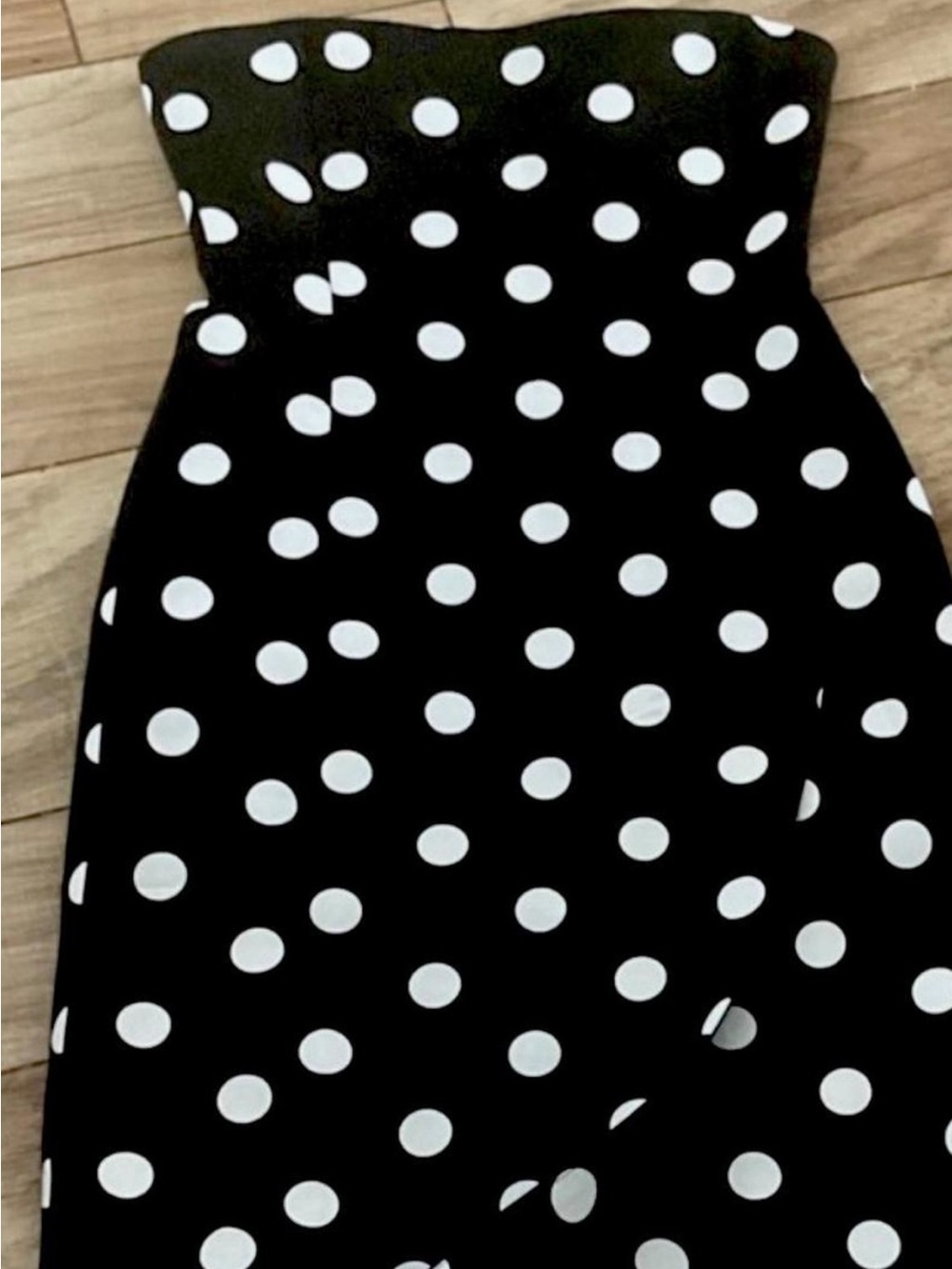 Zara Black Strapless Polka Dot Dress - Picture 5 of 6